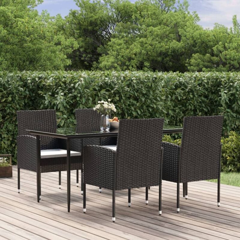 foto del prodotto set da pranzo da giardino 5 pz nero con cuscini in polyrattan vidaxl