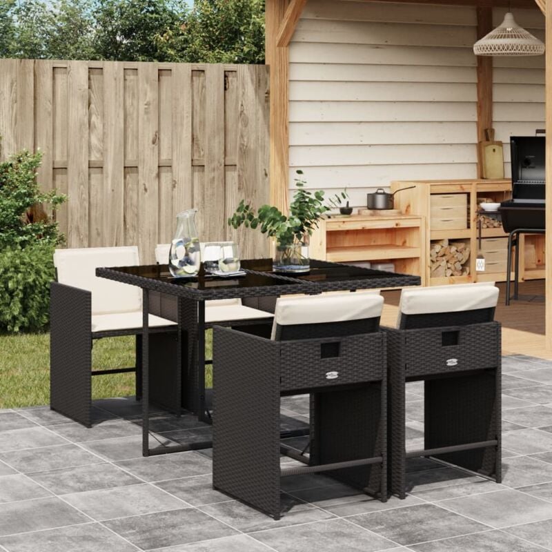 immagine 0 del prodotto set da pranzo da giardino 5 pz nero con cuscini in polyrattan vidaxl