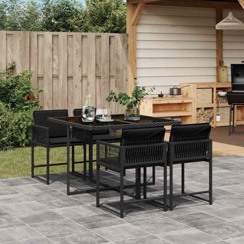 foto del prodotto set da pranzo da giardino 5 pz nero con cuscini in polyrattan vidaxl