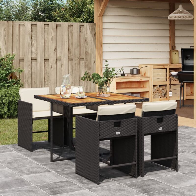 foto del prodotto set da pranzo da giardino 5 pz nero con cuscini in polyrattan vidaxl