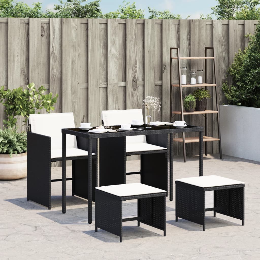 foto del prodotto set da pranzo da giardino 5 pz nero con cuscini in polyrattancod mxl 112997