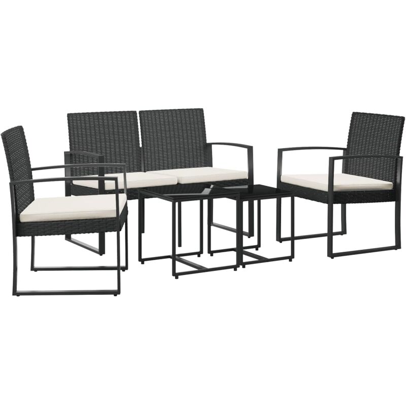 foto del prodotto set da pranzo da giardino 5 pz nero con cuscini in rattan pp vidaxl