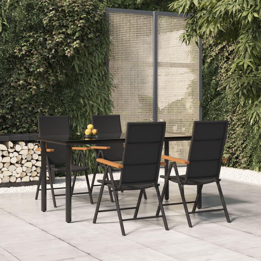 foto del prodotto set da pranzo da giardino 5 pz nero e marrone in polyrattan cod mxl 47953