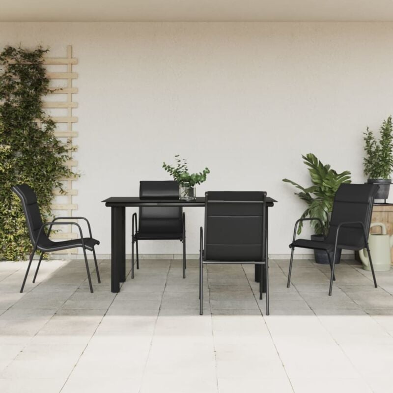 foto del prodotto set da pranzo da giardino 5 pz nero in acciaio e textilene