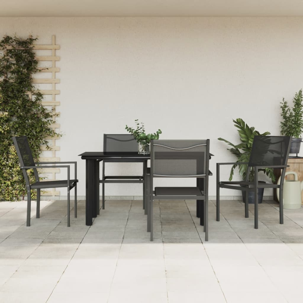 foto del prodotto set da pranzo da giardino 5 pz nero in acciaio e textilenecod mxl 111788