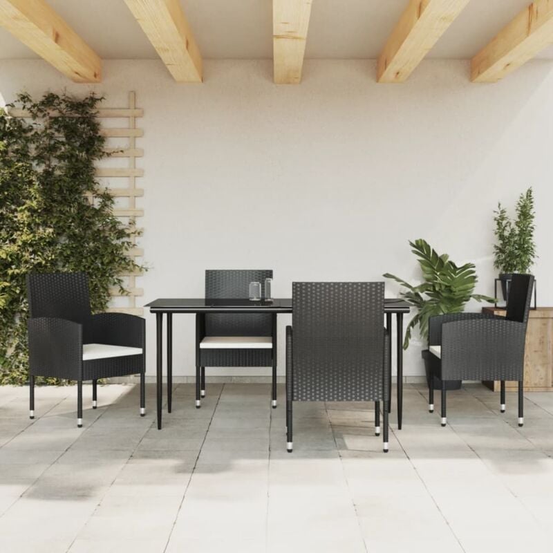 foto del prodotto set da pranzo da giardino 5 pz nero in polyrattan e acciaio