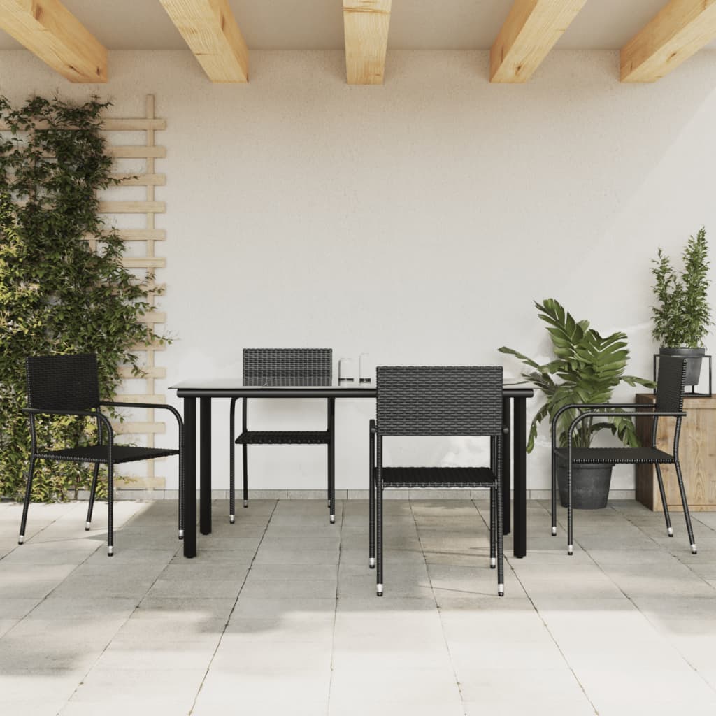 foto del prodotto set da pranzo da giardino 5 pz nero in polyrattan e acciaiocod mxl 101094