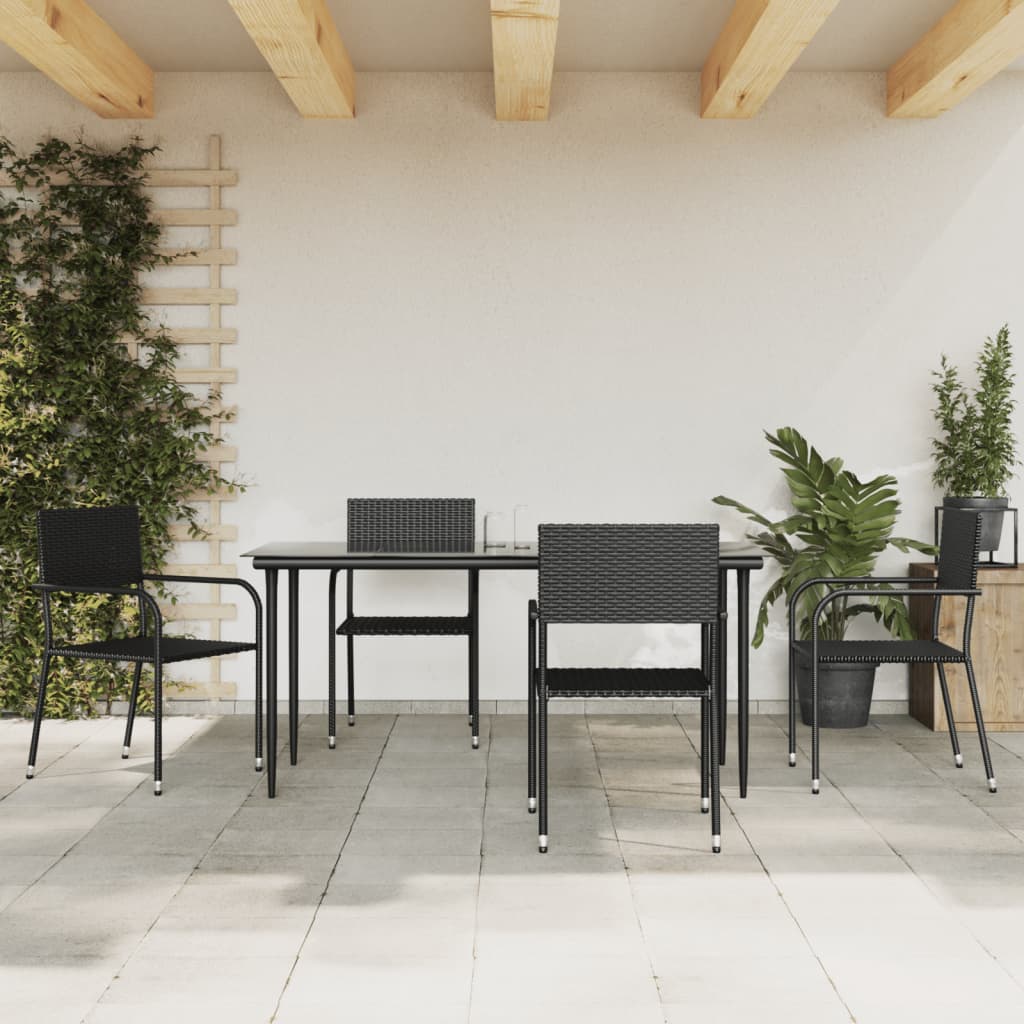 foto del prodotto set da pranzo da giardino 5 pz nero in polyrattan e acciaiocod mxl 125047