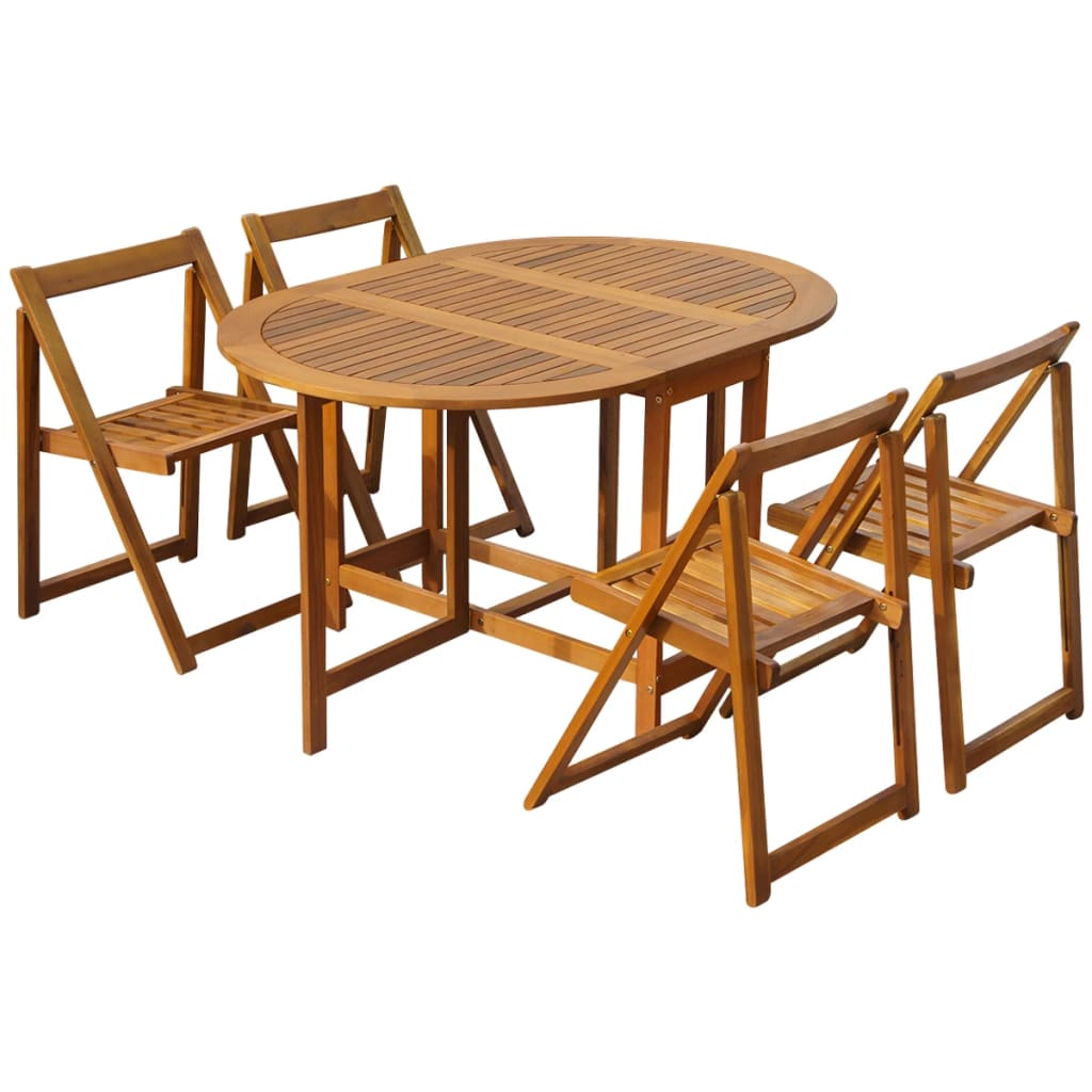 foto del prodotto set da pranzo da giardino 5 pz pieghevole in massello di acacia vidaxl 414799