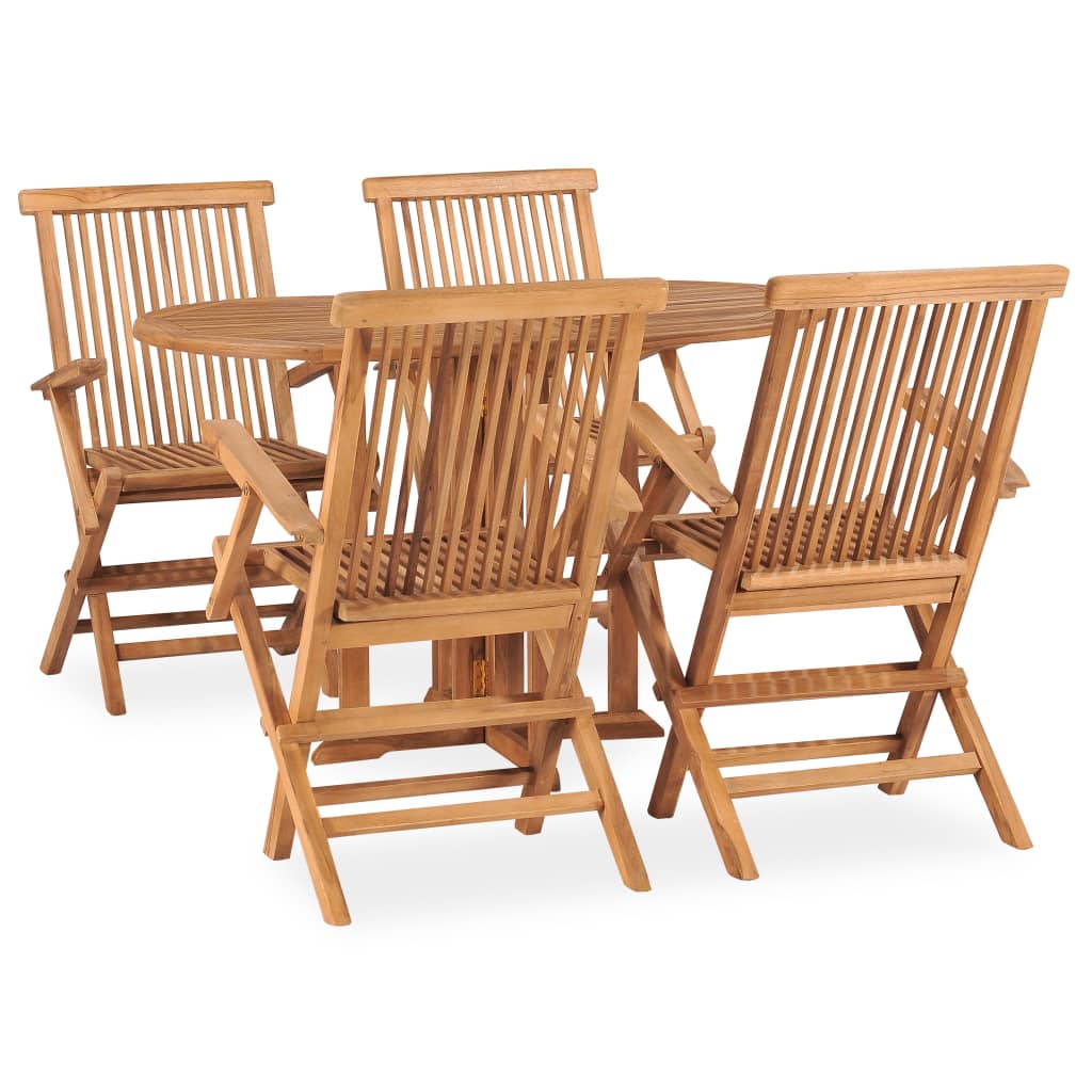foto del prodotto set da pranzo da giardino 5 pz pieghevole in massello di teak cod mxl 46257