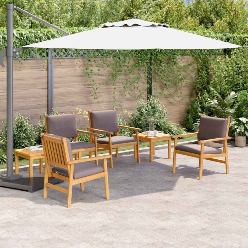foto del prodotto set da pranzo da giardino 6 pezzi con cuscini in legno massello di acacia vidaxl