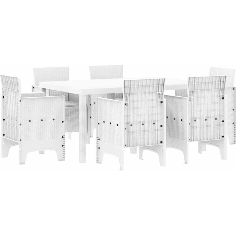 foto del prodotto set da pranzo da giardino 7 pezzi con cuscini bianco rattan sintetico vidaxl