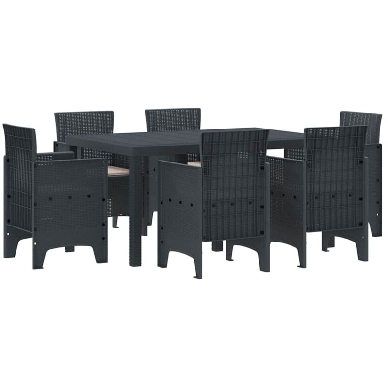 foto del prodotto set da pranzo da giardino 7 pezzi con cuscini in poly rattan antracite vidaxl
