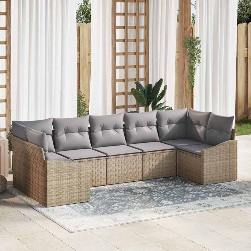 immagine 0 del prodotto set da pranzo da giardino 7 pezzi con cuscini in rattan poliestere beige vidaxl