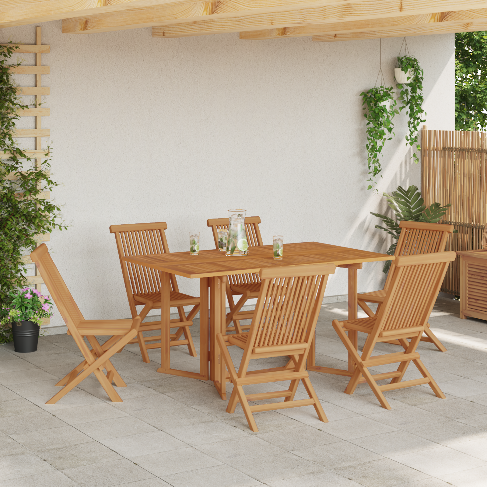 foto del prodotto set da pranzo da giardino 7 pezzi in legno massello di teak