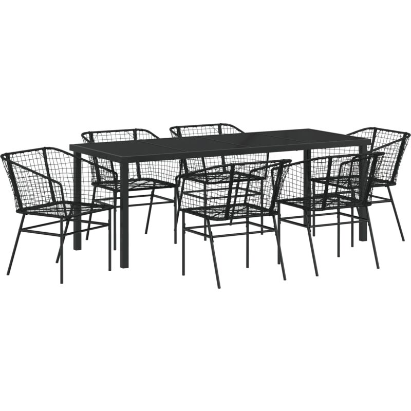 foto del prodotto set da pranzo da giardino 7 pezzi in polyrattan nero vidaxl