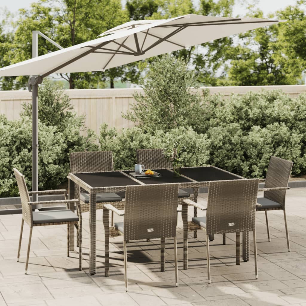 foto del prodotto set da pranzo da giardino 7 pz con cuscini in polyrattan grigiocod mxl 124372