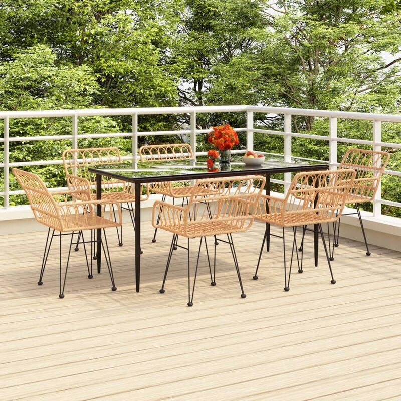 foto del prodotto set da pranzo da giardino 7 pz in polyrattan