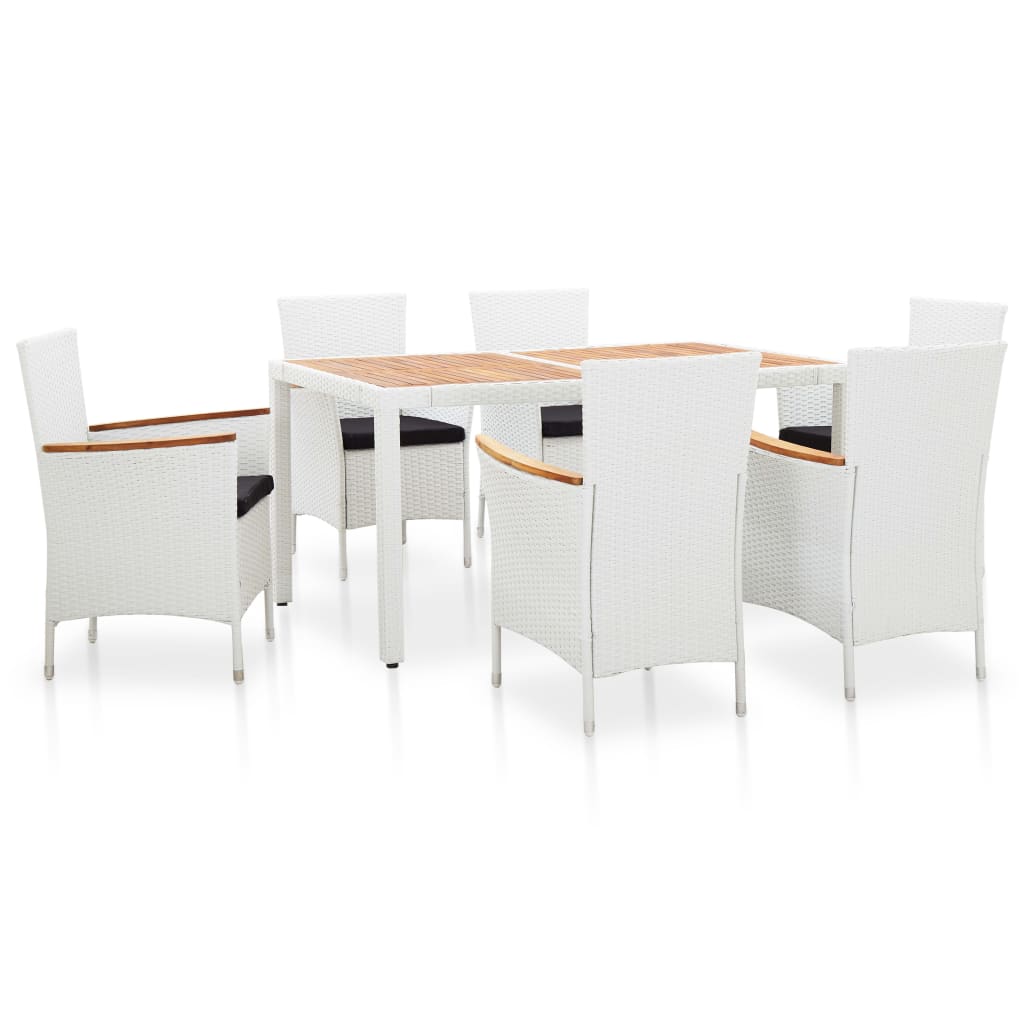 foto del prodotto set da pranzo da giardino 7 pz in polyrattan bianco cod mxl 43222