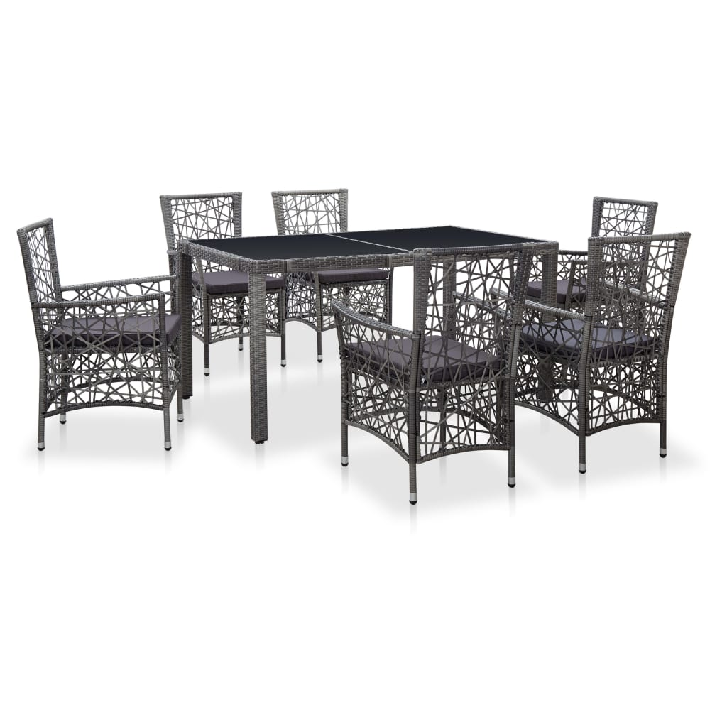 foto del prodotto set da pranzo da giardino 7 pz in polyrattan grigio cod mxl 35559