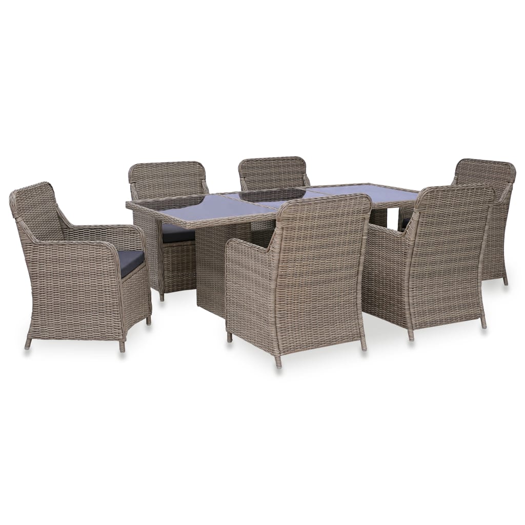 immagine 0 del prodotto set da pranzo da giardino 7 pz in polyrattan marrone cod mxl 37831
