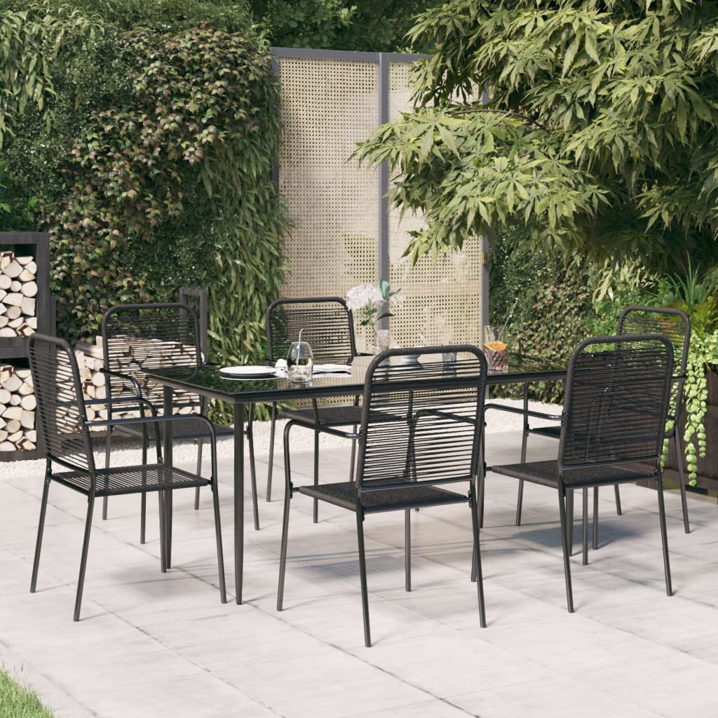 foto del prodotto set da pranzo da giardino 7 pz nero corda di cotone e acciaio cod mxl 35460