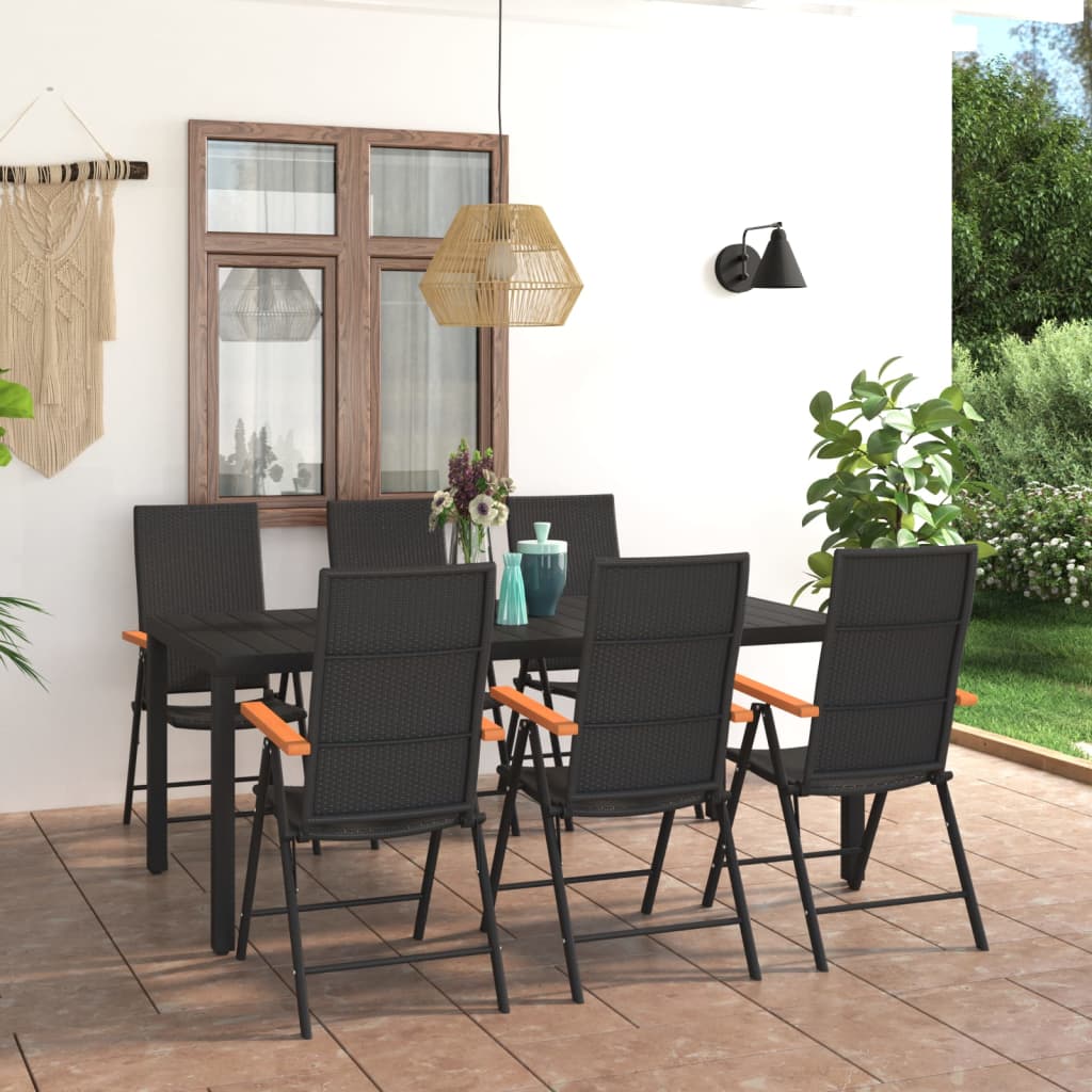 foto del prodotto set da pranzo da giardino 7 pz nero e marronecod mxl 120406