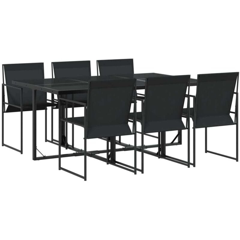 foto del prodotto set da pranzo da giardino 7 pz nero in textilene - vidaxl