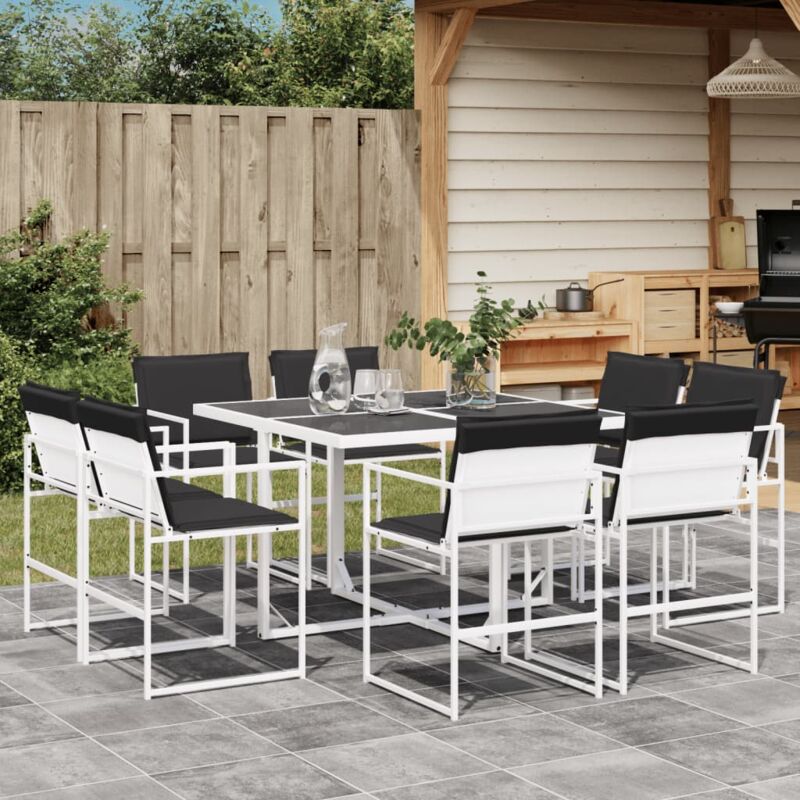 immagine 0 del prodotto set da pranzo da giardino 9 pz con cuscini bianco in textilene vidaxl