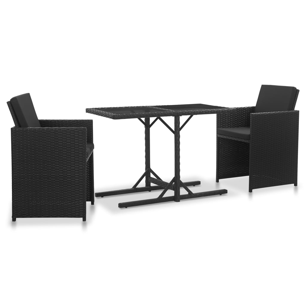foto del prodotto set da pranzo da giardino 9 pz con cuscini in polyrattan nero cod mxl 35157