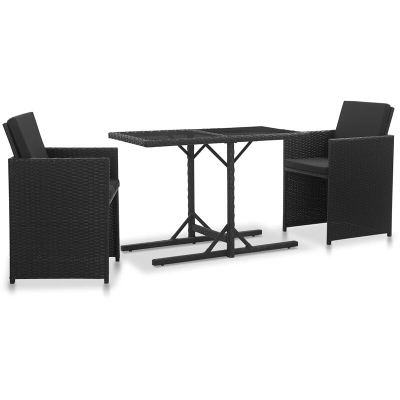 foto del prodotto set da pranzo da giardino 9 pz con cuscini in polyrattan nero vidaxl 638163