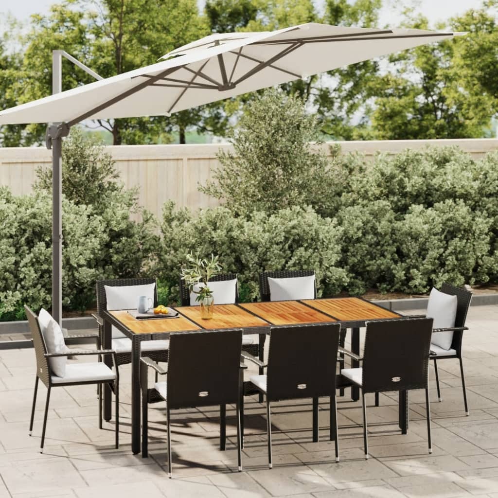 foto del prodotto set da pranzo da giardino 9 pz con cuscini nero in polyrattancod mxl 125118