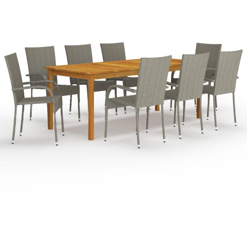 foto del prodotto set da pranzo da giardino 9 pz grigio vidaxl