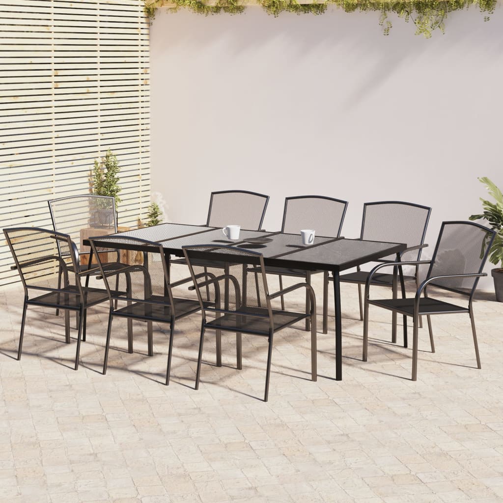 foto del prodotto set da pranzo da giardino 9 pz in acciaio antracitecod mxl 76726
