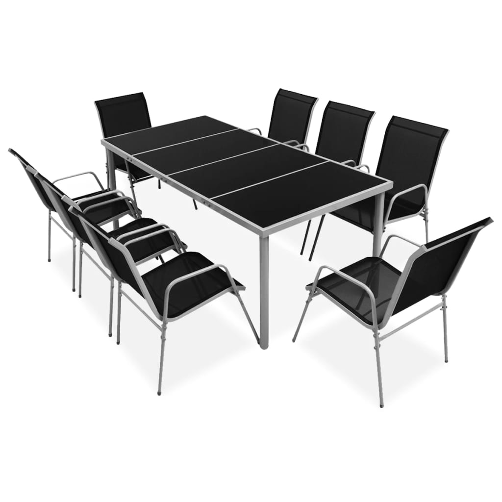 foto del prodotto set da pranzo da giardino 9 pz in acciaio nero cod mxl 35446