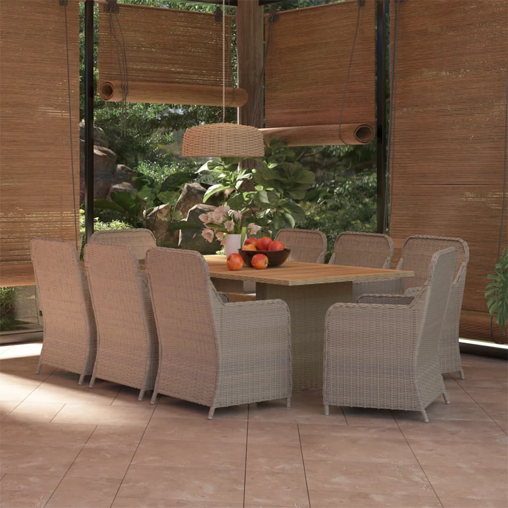 foto del prodotto set da pranzo da giardino 9 pz in polyrattan marrone cod mxl 42551