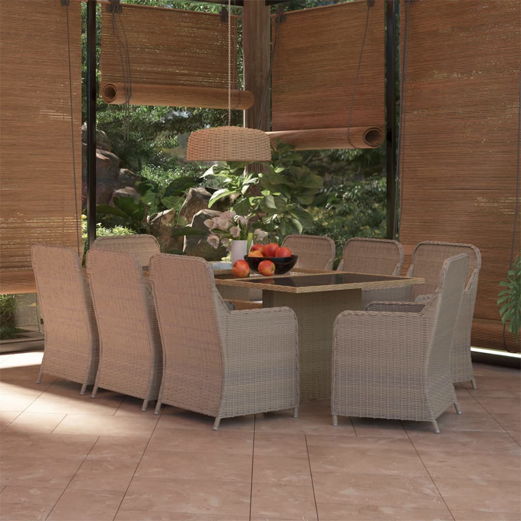 foto del prodotto set da pranzo da giardino 9 pz in polyrattan marrone cod mxl 49962