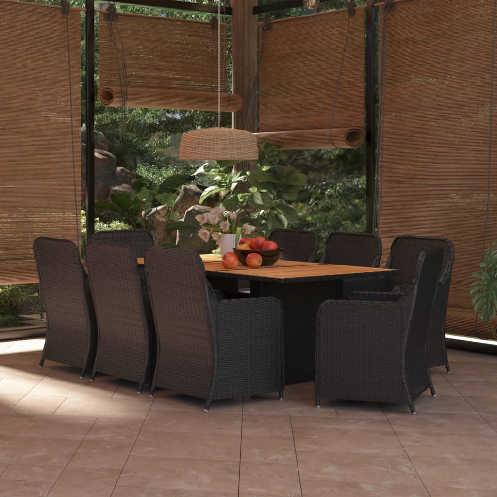 foto del prodotto set da pranzo da giardino 9 pz in polyrattan nero cod mxl 40209