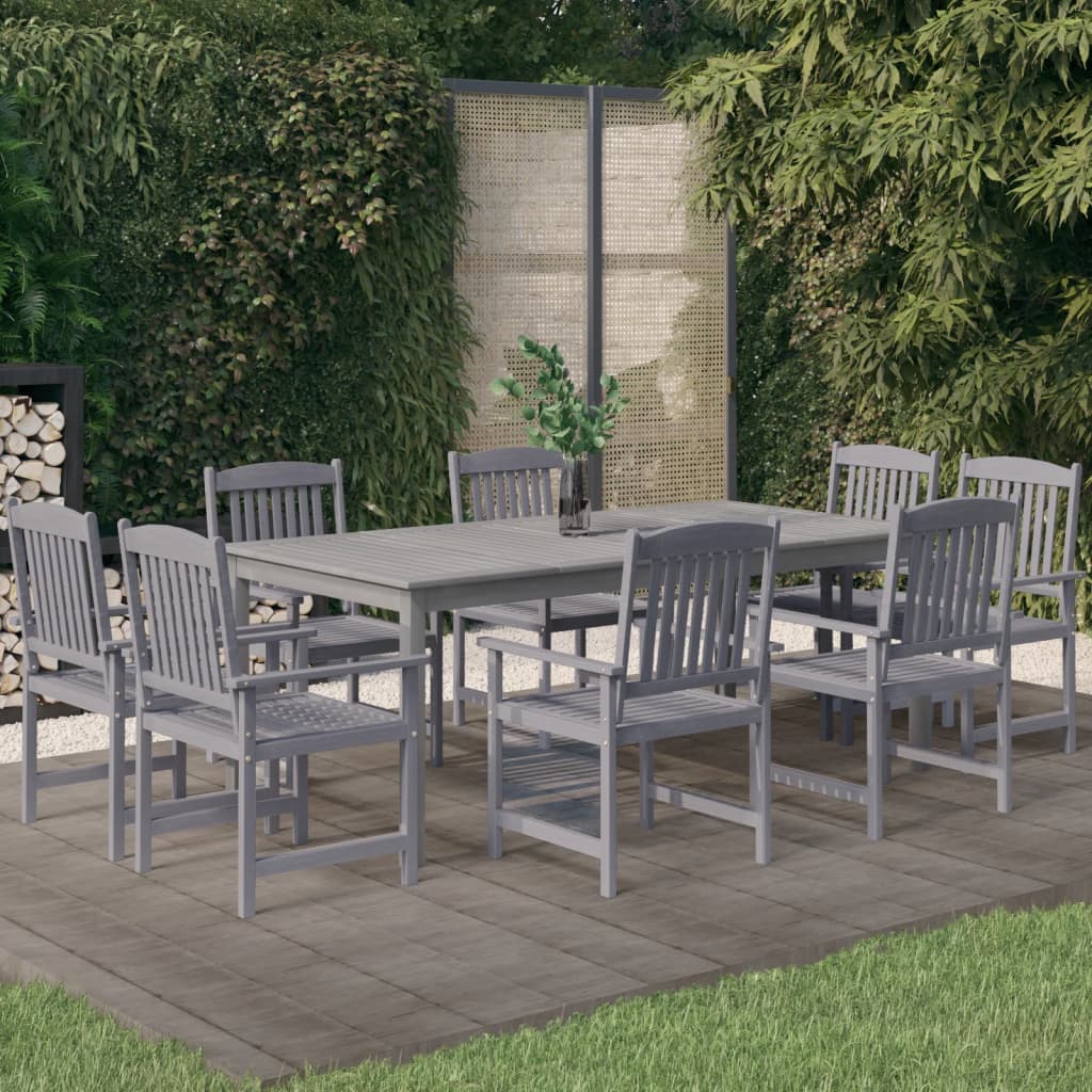 foto del prodotto set da pranzo da giardino 9 pz legno massello di acacia grigio