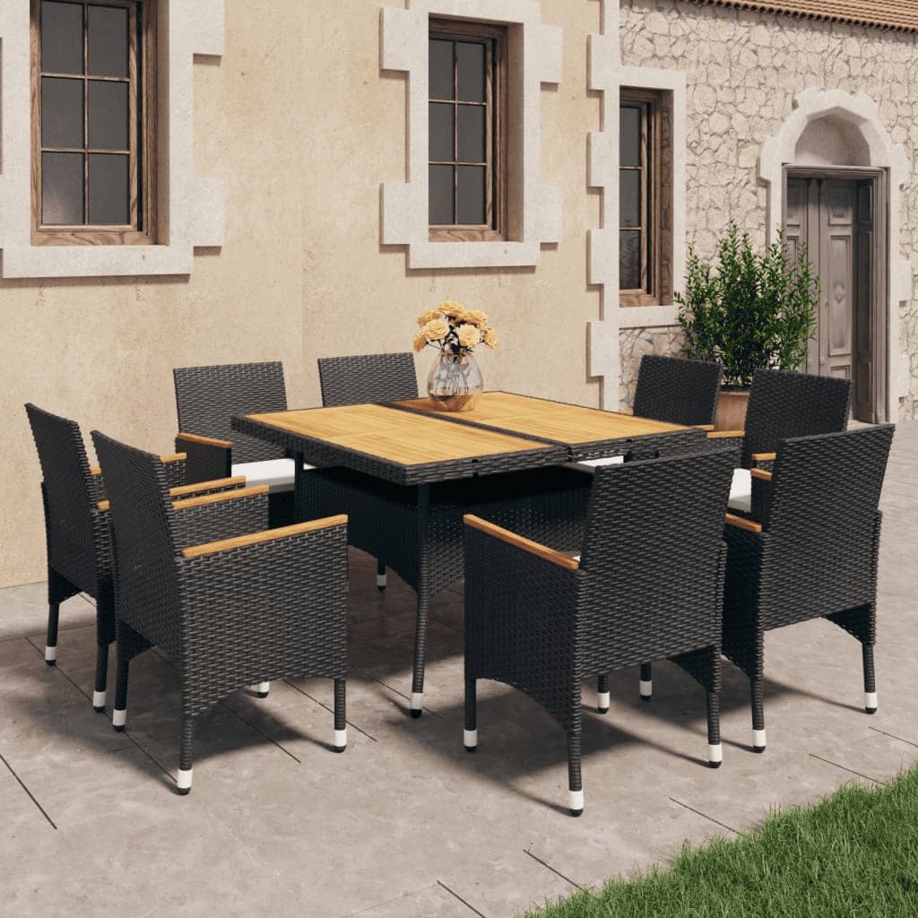 foto del prodotto set da pranzo da giardino 9 pz polyrattan e legno massello nerocod mxl 116975