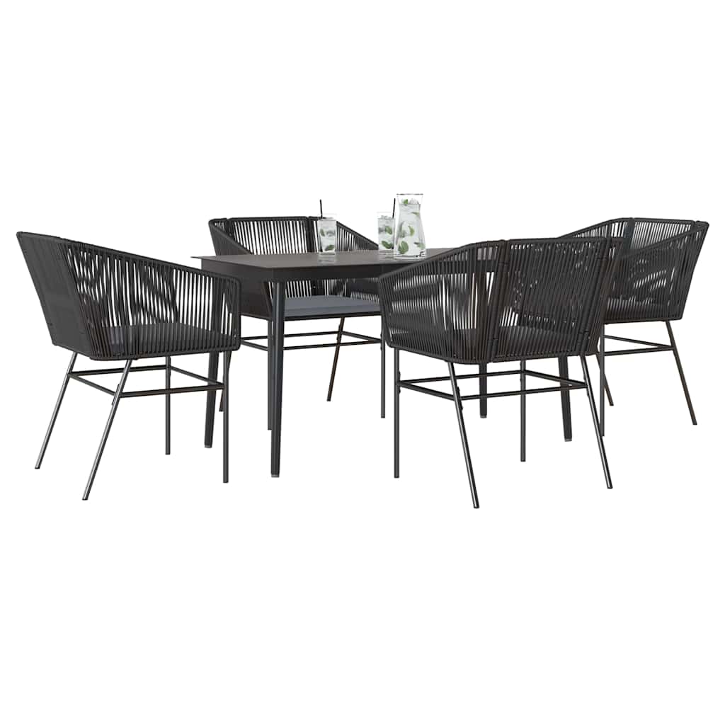 foto del prodotto set da pranzo da giardino con cuscini 5 pz polyrattan vetro