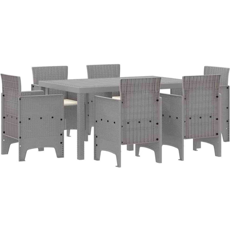 foto del prodotto set da pranzo da giardino con cuscini grigio chiaro polyrattan vidaxl
