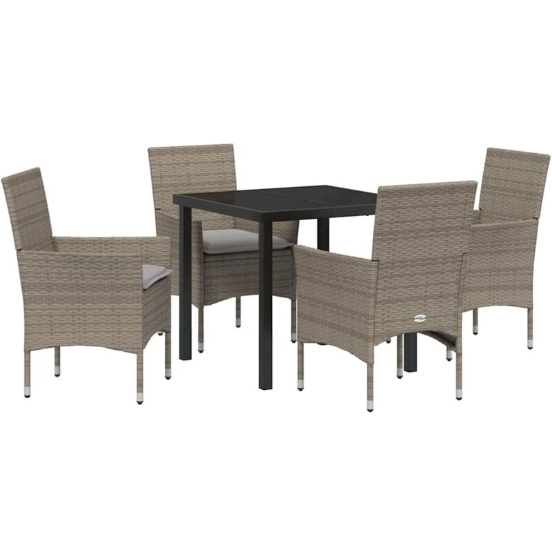 foto del prodotto set da pranzo da giardino con cuscini rattan polyrattan grigio 5 pezzi vidaxl
