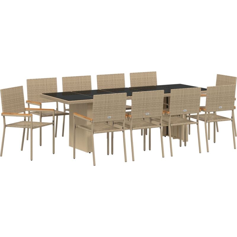 foto del prodotto set da pranzo da giardino in 11 pezzi beige in polyrattan vidaxl