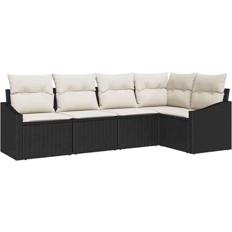 foto del prodotto set da pranzo da giardino in 5 pezzi con cuscini in rattan poliestere nero vidaxl