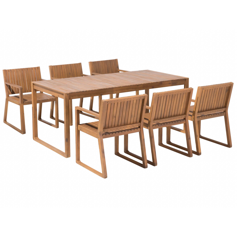 foto del prodotto set da pranzo da giardino in legno di acacia marrone 6 posti resistente agli agenti atmosferici dal design classico