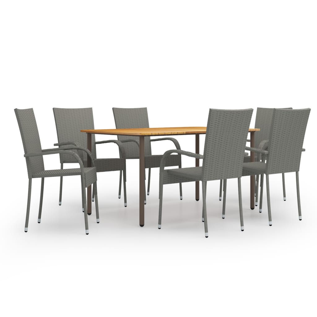 foto del prodotto set da pranzo da giardino mobili da esterno 7 pezzi resina intrecciata grigia 02 0014051