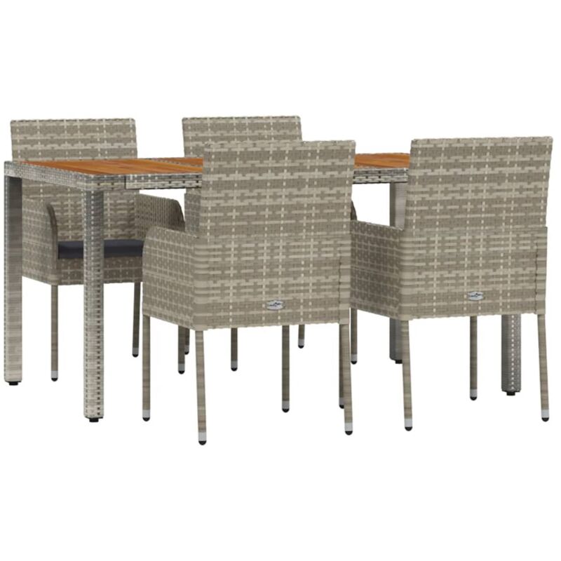 foto del prodotto set da pranzo da giardino per mobili da esterno 5 pezzi con cuscini grigi 020013726