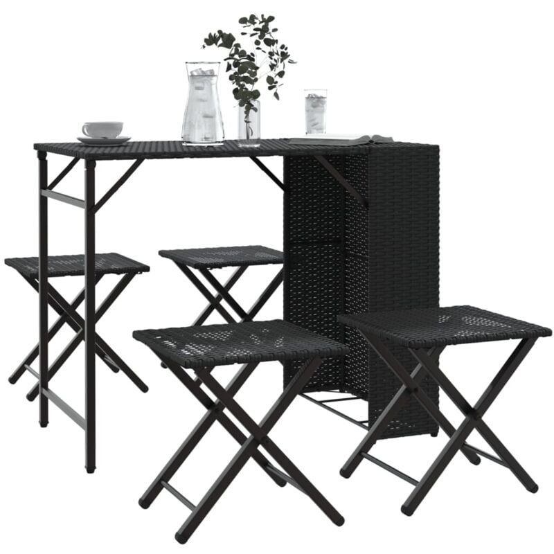 foto del prodotto set da pranzo da giardino pieghevole 5 pz nero in polyrattan vidaxl