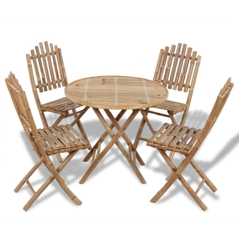 foto del prodotto set da pranzo da giardino pieghevole in bamb con tavolino rotondo e 4 sedie